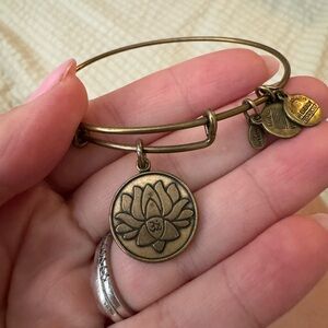 Gold Lotus Charm Bangle Bracelet